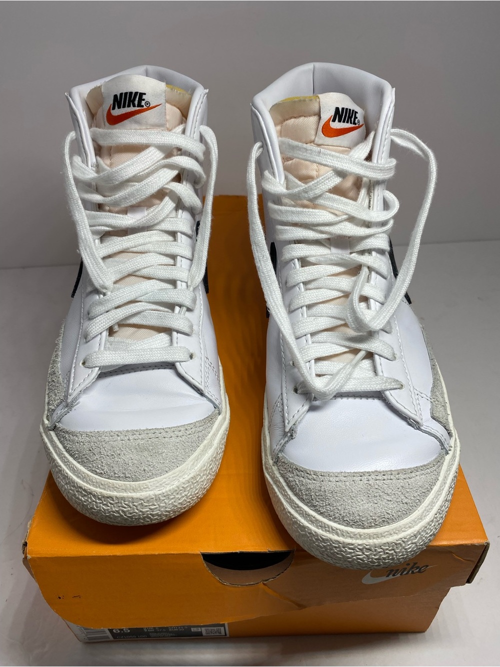 Nike White & Orange Men’s High-Top Sneakers